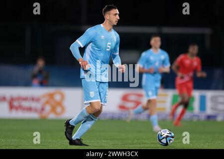 Serravalle, Italien. März 2024. Michele Cevoli aus San Marino während des internationalen Freundschaftsspiels im San Marino Stadium, Serravalle. Der Bildnachweis sollte lauten: Jonathan Moscrop/Sportimage Credit: Sportimage Ltd/Alamy Live News Stockfoto