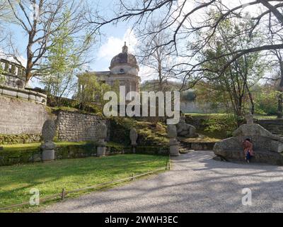 Der Sacro Bosco („Heiliger Wald“) alias Parco dei Mostri (Park der Monster) in Bomarzo, Provinz Viterbo, Latium, Italien. März 2024 Stockfoto