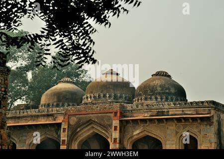 Teilweiser Blick auf die Bada Gumbad Moschee, den Lodi Garten, Neu-Delhi, Delhi, Indien Stockfoto