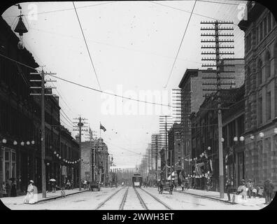 Hastings Street Vancouver, BC, um 1910. Vintage-Fotografie In British Columbia, Kanada. Fotoguthaben: Unbekannt Stockfoto