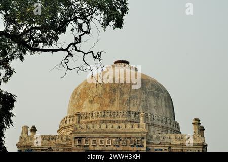 Teilweiser Blick auf Bada Gumbad, Lodi Garden, Neu-Delhi, Delhi, Indien Stockfoto