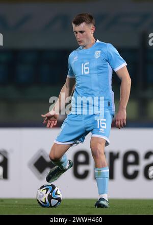 Serravalle, Italien. März 2024. Filippo Fabbri von San Marino während des internationalen Freundschaftsspiels im San Marino Stadium, Serravalle. Der Bildnachweis sollte lauten: Jonathan Moscrop/Sportimage Credit: Sportimage Ltd/Alamy Live News Stockfoto