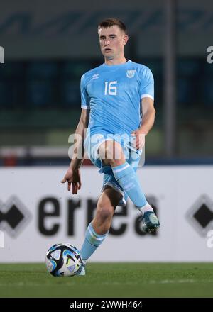 Serravalle, Italien. März 2024. Filippo Fabbri von San Marino während des internationalen Freundschaftsspiels im San Marino Stadium, Serravalle. Der Bildnachweis sollte lauten: Jonathan Moscrop/Sportimage Credit: Sportimage Ltd/Alamy Live News Stockfoto