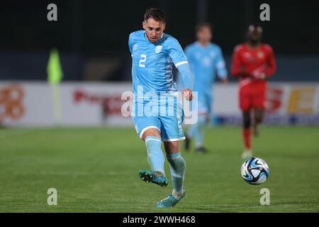 Serravalle, Italien. März 2024. Alessandro D'Addario von San Marino während des internationalen Freundschaftsspiels im San Marino Stadium, Serravalle. Der Bildnachweis sollte lauten: Jonathan Moscrop/Sportimage Credit: Sportimage Ltd/Alamy Live News Stockfoto