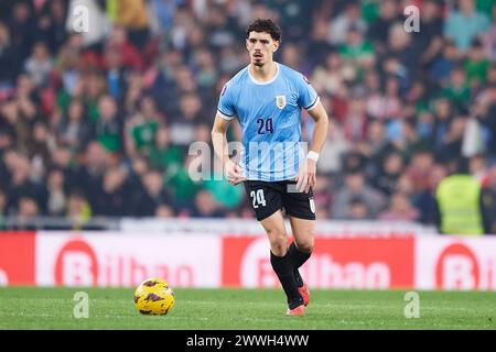 Bilbao, Spanien. 23. März 2024. Nicolas Marichal von Uruguay mit dem Ball während des Freundschaftsspiels Pais Vasco gegen Uruguay am 23. März 2024 in Bilbao, Spanien. Quelle: Cesar Ortiz Gonzalez/Alamy Live News Stockfoto