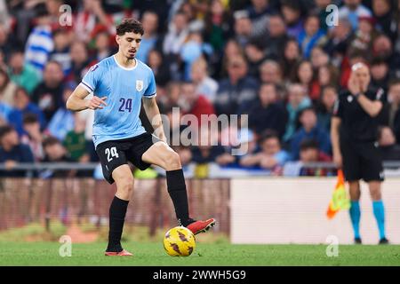 Bilbao, Spanien. 23. März 2024. Nicolas Marichal von Uruguay mit dem Ball während des Freundschaftsspiels Pais Vasco gegen Uruguay am 23. März 2024 in Bilbao, Spanien. Quelle: Cesar Ortiz Gonzalez/Alamy Live News Stockfoto