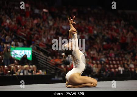 23. März 2024: Turnerin GRACE MCCALLUM (University of Utah) während der Pac-12 Gymnastikmeisterschaften 2024. Die Veranstaltung fand im Maverick Center in West Valley, Utah, statt. Melissa J. Perenson/CSM (Bild: © Melissa J. Perenson/Cal Sport Media) Stockfoto