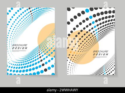 Abstrakter gepunkteter Vektorhintergrund. Hintergrund der Form im Halbtoneffekt. Satz Deckblatt-Broschüre Stock Vektor