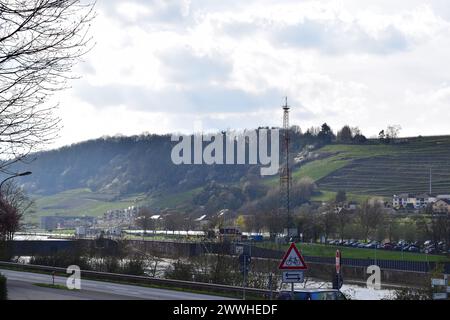 Moselschleuse Grevenmacher (L) / Wellen (D) Stockfoto