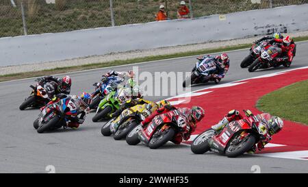 Barcelona, Spanien. März 2024. Autodromo Di Barcellona 22-24 Marzo 2024 während der Pirelli Catalunya Runde - Runde 2 - Rennen 2, World Superbike - SBK Rennen in Barcelona, Spanien, 24. März 2024 Credit: Independent Photo Agency/Alamy Live News Stockfoto