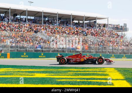 Melbourne, Australien. März 2024. Carlos Sainz aus Spanien fährt den (55) Ferrari SF-24 während des F1 Grand Prix von Australien auf der Albert Park Grand Prix Strecke in Melbourne. Quelle: SOPA Images Limited/Alamy Live News Stockfoto