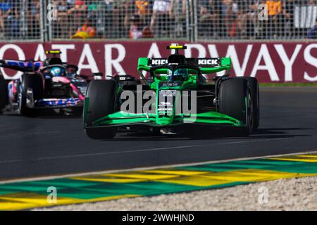 24. März 2024: Melbourne Grand Prix Circuit, Melbourne, Victoria, Australien; Formel 1 Grand Prix von Australien: Renntag; Nummer 24 tritt sauber Pilot Guanyu Zhou während des Rennens Stockfoto