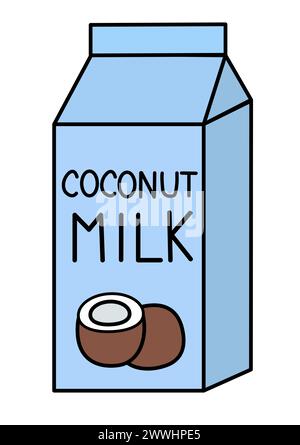 Vegane Kokosmilch. Karton Verpackung. Illustration der Vektorabwicklung. Stock Vektor