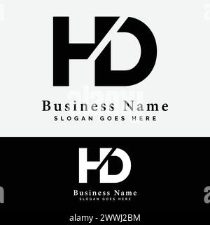 H-, D-, HD-Letter-Logodesign. Illustration des ursprünglichen Logovektors mit Buchstabe HD Stock Vektor