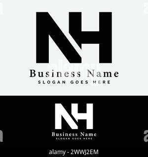 Logodesign mit N-, H- und NH-Buchstaben. Illustration des ursprünglichen Logos des Alphabets NH Stock Vektor