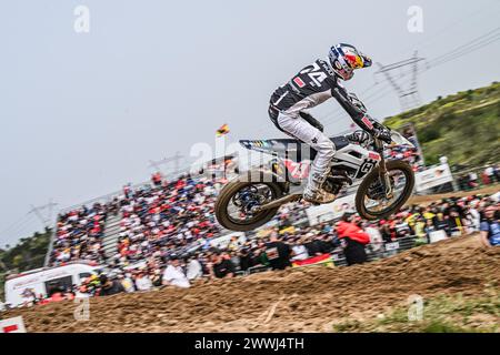 Spanien, Spanien. März 2024. Motocross-Weltmeisterschaft-Runde 2-MXGP SPANIEN-MADRID-24 Marzo 2024-MX2 Class-Kay DeWolf-Team Husqvarna Factory während der MXGP Spanien, Motocross-Rennen in Spanien, Spanien, 24. März 2024 Credit: Unabhängige Fotoagentur/Alamy Live News Stockfoto