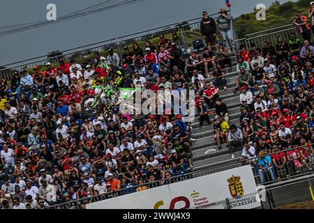 Spanien, Spanien. März 2024. Motocross World Championship-Runde 2-MXGP SPANIEN-MADRID-24 Marzo 2024-MXGP Class-Romain Febvre-Team Kawasaki Factory während der MXGP Spanien, Motocross Rennen in Spanien, 24. März 2024 Credit: Unabhängige Fotoagentur/Alamy Live News Stockfoto