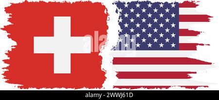 Vereinigte Staaten und Schweiz Grunge Flags Verbindung, Vektor Stock Vektor