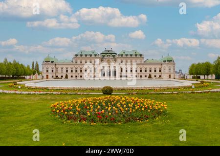 Schloss Belvedere, berühmtes Barockgebäude in Wien, UNESCO-Weltkulturerbe, Meisterwerk österreichischer Architektur Stockfoto