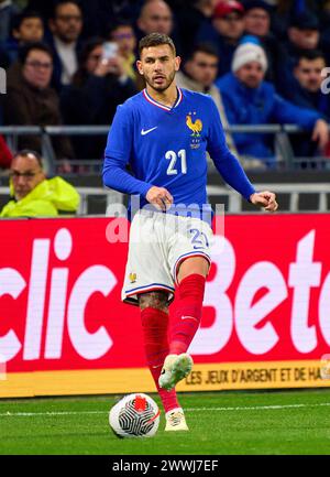 Lucas HERNANDEZ, FRA 21 im Freundschaftsspiel FRANKREICH - DEUTSCHLAND 0-2 FRANKREICH - DEUTSCHLAND 0-2 in Vorbereitung auf die Europameisterschaft 2024 am 23. März 2024 in Lyon, Frankreich. © Peter Schatz / Alamy Live News Stockfoto