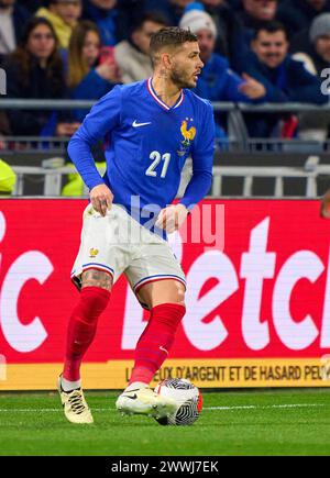 Lucas HERNANDEZ, FRA 21 im Freundschaftsspiel FRANKREICH - DEUTSCHLAND 0-2 FRANKREICH - DEUTSCHLAND 0-2 in Vorbereitung auf die Europameisterschaft 2024 am 23. März 2024 in Lyon, Frankreich. © Peter Schatz / Alamy Live News Stockfoto