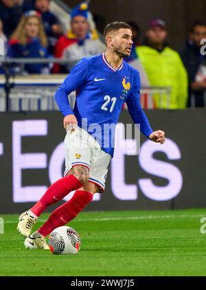 Lucas HERNANDEZ, FRA 21 im Freundschaftsspiel FRANKREICH - DEUTSCHLAND 0-2 FRANKREICH - DEUTSCHLAND 0-2 in Vorbereitung auf die Europameisterschaft 2024 am 23. März 2024 in Lyon, Frankreich. © Peter Schatz / Alamy Live News Stockfoto