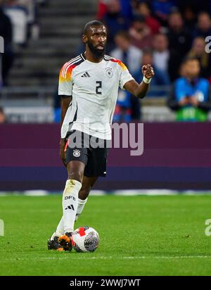 Antonio Rüdiger, Ruediger, DFB 2 im Freundschaftsspiel FRANKREICH - DEUTSCHLAND 0-2 FRANKREICH - DEUTSCHLAND 0-2 in Vorbereitung auf die Europameisterschaft 2024 am 23. März 2024 in Lyon, Frankreich. © Peter Schatz / Alamy Live News Stockfoto