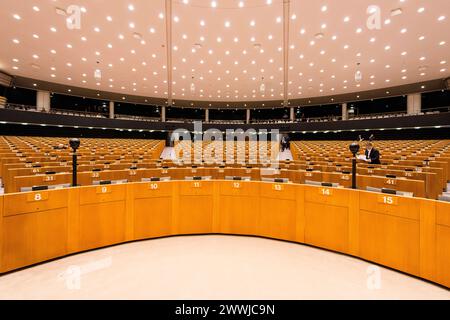 Plenarsaal Brüssel, Belgien Plenarsaal des Europäischen Parlaments, Vorderansicht. Brussel Europäisches Parlament Brussel Belgie Copyright: XGuidoxKoppesx Stockfoto