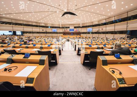Plenarsaal Brüssel, Belgien Plenarsaal des Europäischen Parlaments während der Plenartagung. Brussel Europäisches Parlament Brussel Belgie Copyright: XGuidoxKoppesx Stockfoto