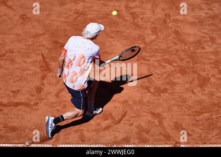 Manavgat, Antalya, Türkei. März 2024. Jasper Cooper (GBR) kehrt während der Team- und Einzelweltmeisterschaften 2024 65-90 mit Vorhand zurück (Credit Image: © Mathias Schulz/ZUMA Press Wire) NUR ZUR REDAKTIONELLEN VERWENDUNG! Nicht für kommerzielle ZWECKE! Stockfoto