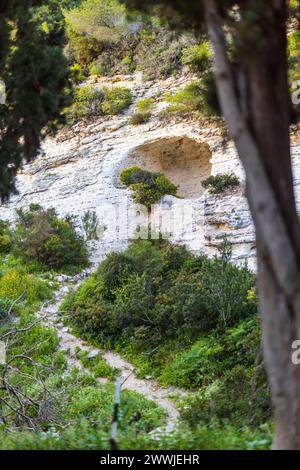 Haifa, Israel, das Wadi-Siah-Tal bei den Ruinen des ersten Karmeliterklosters der Welt Stockfoto