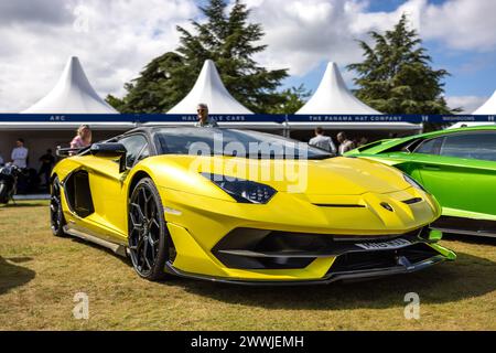 2021 Lamborghini Aventador SVJ LP 770-4, ausgestellt auf der Salon Privé Concours d’Elégance Motorshow im Blenheim Palace. Stockfoto