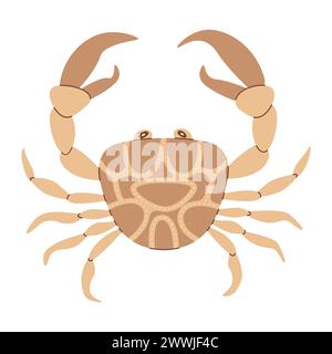 Vektor-Illustration Zeichentrickkrabbe. Niedliche und wunderschöne Meerestiere. Handgezeichnete flache Krabbe isoliert auf weiß. Trendige flache Vektor-Illustration Stock Vektor