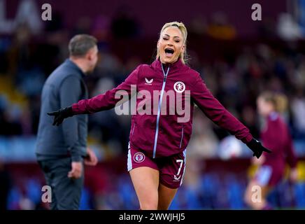 Alisha Lehmann von Aston Villa während des Vorspiels vor dem Spiel der Barclays Women's Super League im Villa Park, Birmingham. Bilddatum: Sonntag, 24. März 2024. Stockfoto