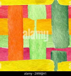 Aquarellfarben abstrakte Kunst nahtloses Muster mit Linien. Pinselstriche pinke Grafik Aquarellillustration. Stockfoto