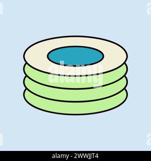 Symbol für Teller, Teller, Vektorfarben. Küchengerät. Graph Symbol für Kochen Website-Design, Logo, App, UI Stock Vektor