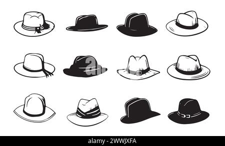 Vorlage für Bucket hat Vektor-Illustration flache Skizzen Stock Vektor