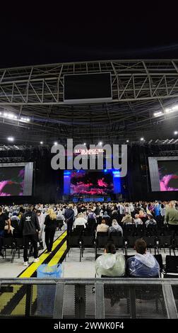 Sao Paulo, Brasilien. März 2024. Luis Miguel, einer der größten Namen der lateinamerikanischen romantischen Musik. Nach einer 12-jährigen Pause weckt die Ankunft des Künstlers namens „El Sol“ bei Brasilianern auf der Bühne im Allianz Parque große Erwartungen. (Kreditbild: © Leco Viana/TheNEWS2 via ZUMA Press Wire) NUR REDAKTIONELLE VERWENDUNG! Nicht für kommerzielle ZWECKE! Stockfoto