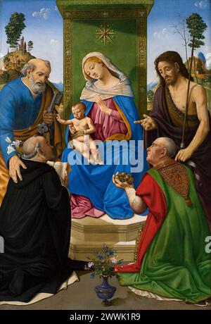 Madonna und Kind inthronisiert mit Heiligen Piero di Cosimo Stockfoto