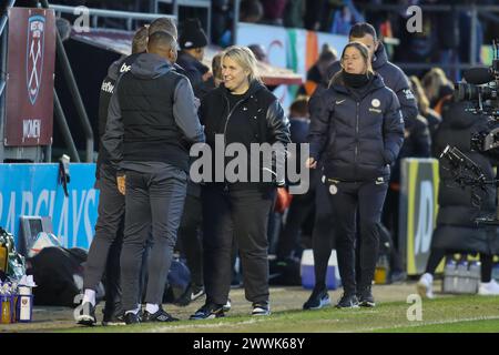 London, Großbritannien. März 2024. London, England, 24. März 2024: Chelsea-Managerin Emma Hayes beim Spiel der FA Womens Super League zwischen West Ham United und Chelsea im Chigwell Construction Stadium in London. (Alexander Canillas/SPP) Credit: SPP Sport Press Photo. /Alamy Live News Stockfoto