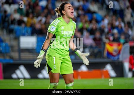 Valdebebas, Madrid, Spanien. März 2024. MADRID, SPANIEN - 24. MÄRZ: Misa Rodr'guez von Real Madrid schreit während des spanischen Spiels der WomenÃs League F zwischen Real Madrid und FC Barcelona beim Estadio Alfredo Di Stefano am 24. März 2024 in Madrid. (Kreditbild: © Alberto Gardin/ZUMA Press Wire) NUR REDAKTIONELLE VERWENDUNG! Nicht für kommerzielle ZWECKE! Stockfoto