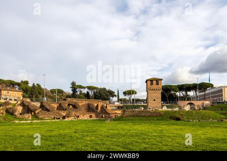 Circo Massimo (Circus Maximus) und Ruinen des Kaiserpalastes, Rom, Italien Stockfoto