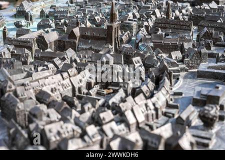 Beschreibung: Makrofotografie der Konstanzer Kupfer Miniatur Altstadt mit dem Münster unserer lieben Frau. Konstanz, Bodensee, Baden-Württemberg, Deuts Stockfoto