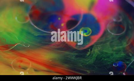 Ölblasen Farbe Wasser Mischung Farbe Nebel Tinte Gel Stockfoto