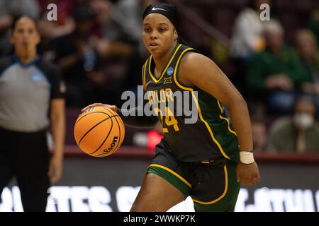 Blacksburg, VA, USA. März 2024. Sarah Andrews (24) dribbelt den Ball während des Basketballspiels der zweiten Runde im NCAA-Turnier der Frauen zwischen den Baylor Lady Bears und den Virgina Tech Hokies im Cassell Coliseum in Blacksburg, VA. Jonathan Huff/CSM/Alamy Live News Stockfoto