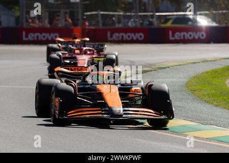 Albert Park, Australien, 24. März 2024. Großbritannien Lando Norris fuhr für das United Kingdom McLaren Formula 1 Team während des F1 Rolex Australian Grand Prix auf dem Melbourne Grand Prix Circuit am 24. März 2024 in Albert Park, Australien. Quelle: Dave Hewison/Speed Media/Alamy Live News Stockfoto