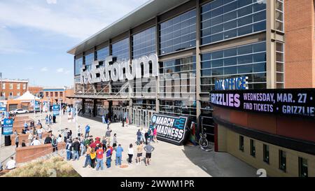 Memphis, Tennessee, USA. März 2024. Das FedExForum, Austragungsort des NCAA Men's Basketball Tournament in der zweiten Runde der Spiele Baylor und Clemson sowie zwischen Houston und Texas A&M, am 24. März 2024. (Kreditbild: © Scott Coleman/ZUMA Press Wire) NUR REDAKTIONELLE VERWENDUNG! Nicht für kommerzielle ZWECKE! Stockfoto