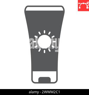 SPF Glyphe Symbol, Sommer und Urlaub, Sonnenschutzvektor Symbol, Vektorgrafiken, bearbeitbarer Strich Solid Zeichen, eps 10. Stock Vektor