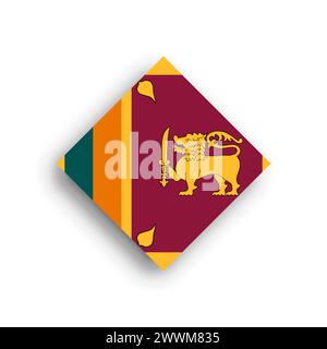 Sri Lanka Flagge - Rautenform Symbol mit fallendem Schatten isoliert auf weißem Hintergrund Stock Vektor