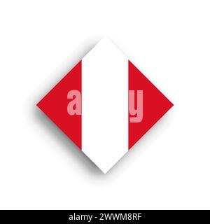 Peru-Flagge - Rautenförmiges Symbol mit fallendem Schatten auf weißem Hintergrund Stock Vektor